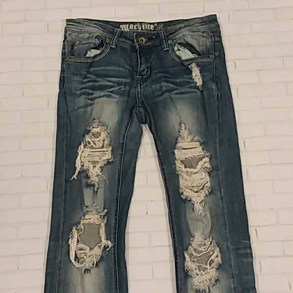 Machine Denim - 🎬 Distressed Bootcut Jeans